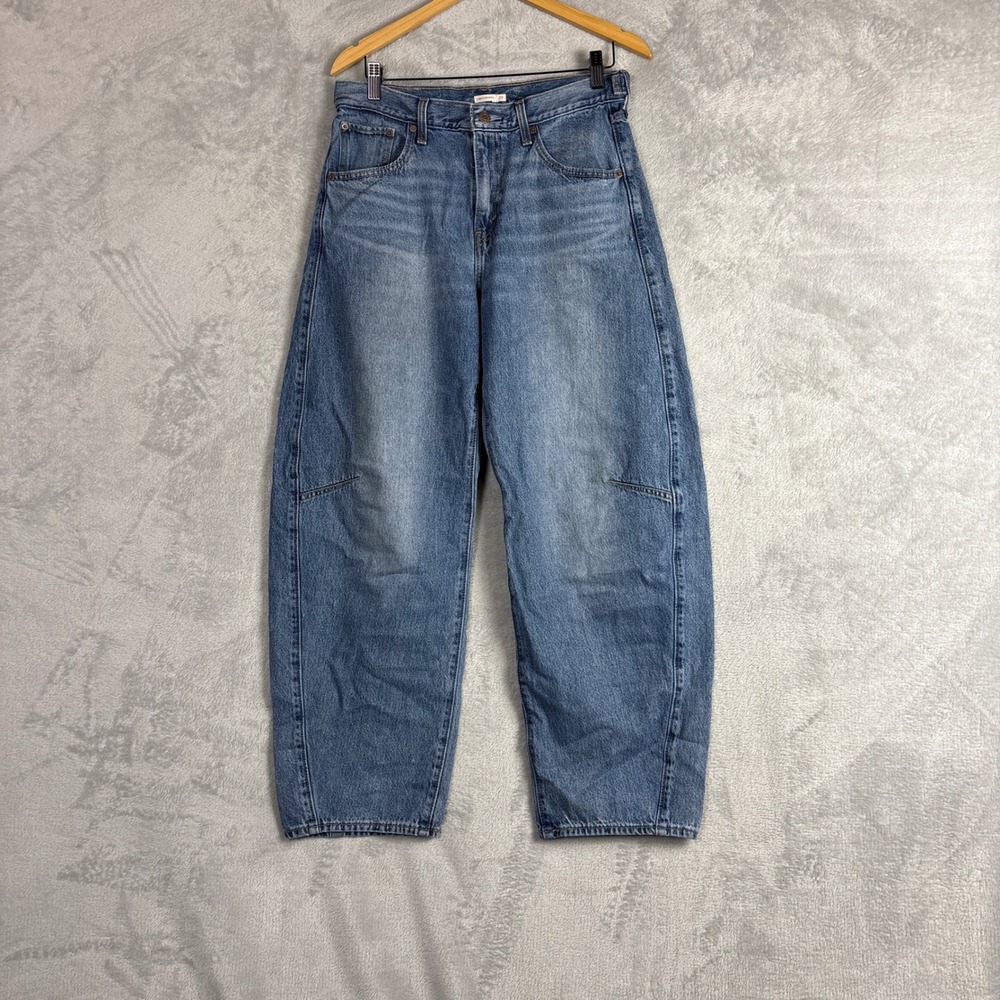 Levi's Cinch Barrel Jeans Womens 29 Medium Wash Blue High Rise A003V5-0002